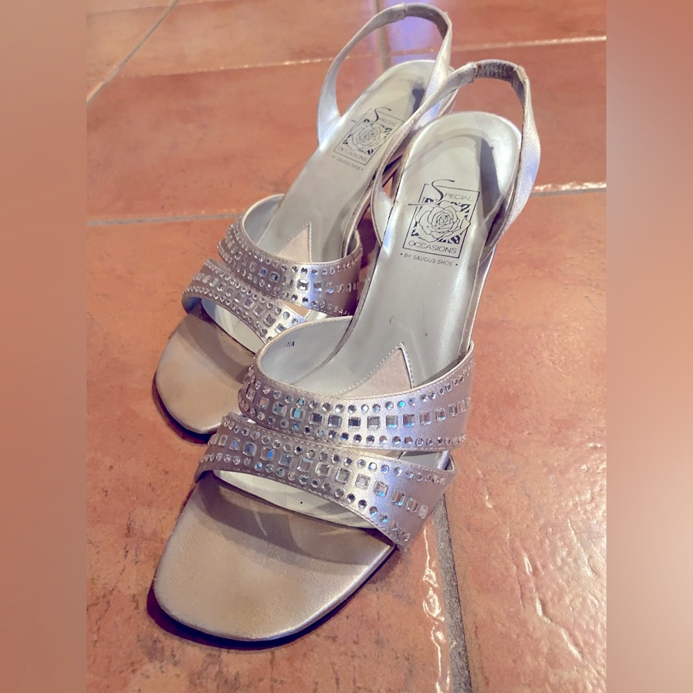 Elegant Special Occasions by Saugus Shoe: Embellished Metallic Heels